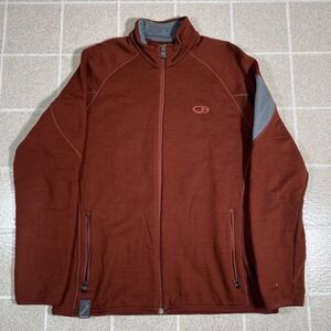 Icebreaker 260 RealFleece Full Zip Jacket Men's L Brick Red Merino Wool Outdoors